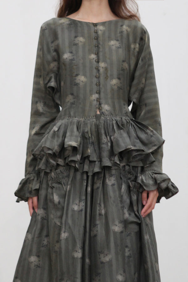 Mutedance 25 Autumn/Winter Round Neck Top Skirt Plant Dye Highly Handmade MD-MD25FW66-dark green (MD25FW65)